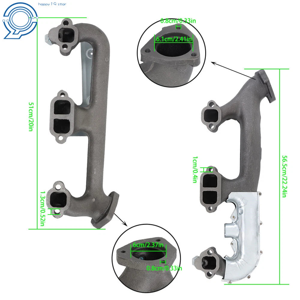 Pair of Exhaust Manifolds with Heat Shield for Chevrolet GMC C1500 K1500 (1988–1995)