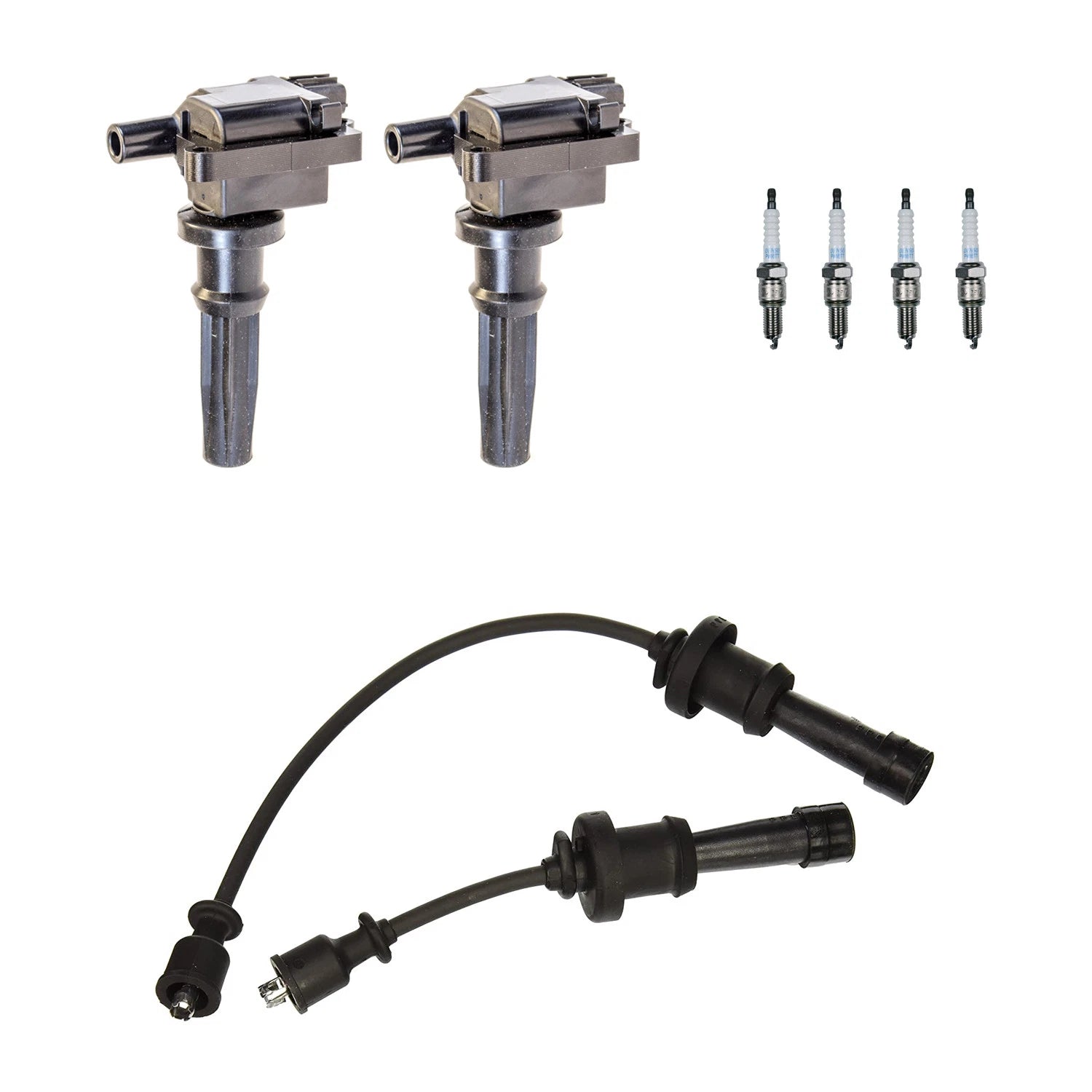 Set of 2 Ignition Coil Wires & 4 Platinum Spark Plugs for Optima, Santa Fe