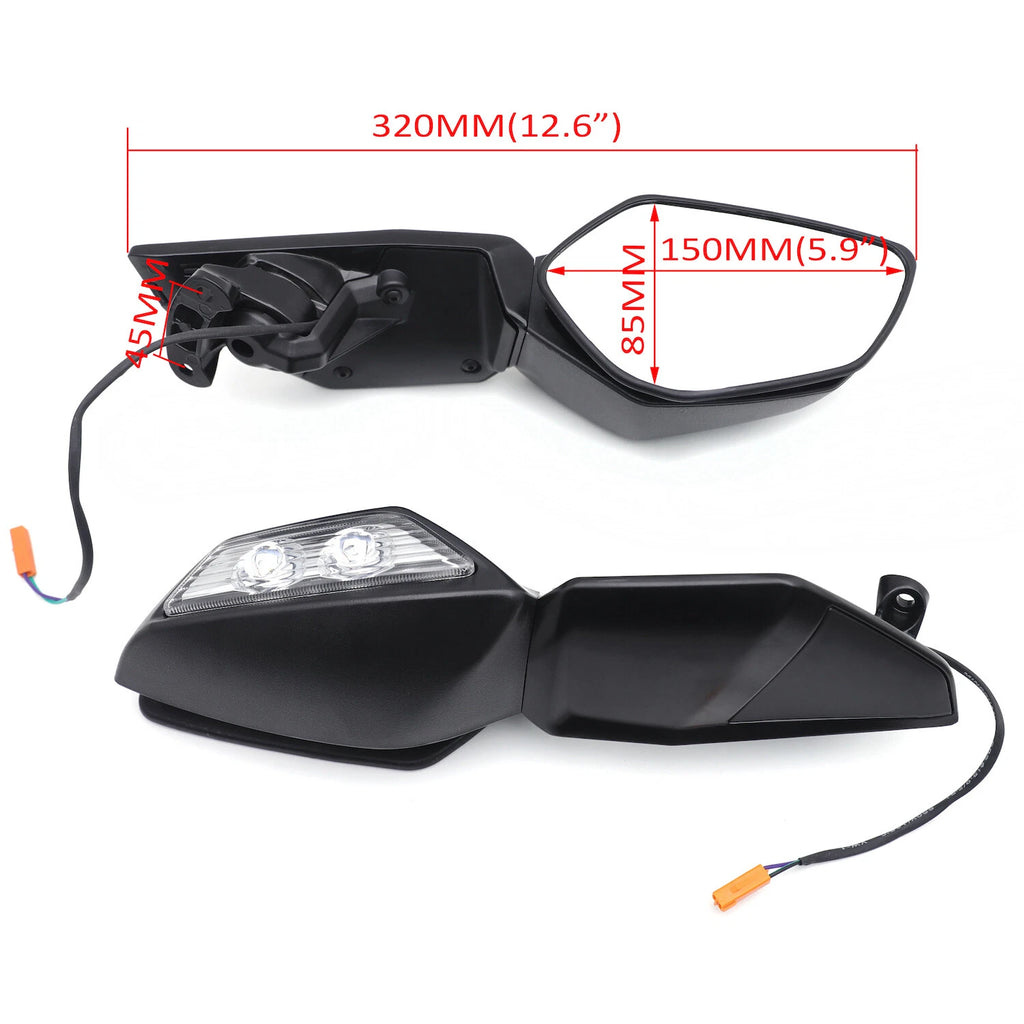 Black Rearview Mirrors with LED Turn Signals for Kawasaki Ninja ZX10R (2016–2021)