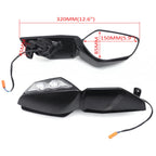 Black Rearview Mirrors with LED Turn Signals for Kawasaki Ninja ZX10R (2016–2021)
