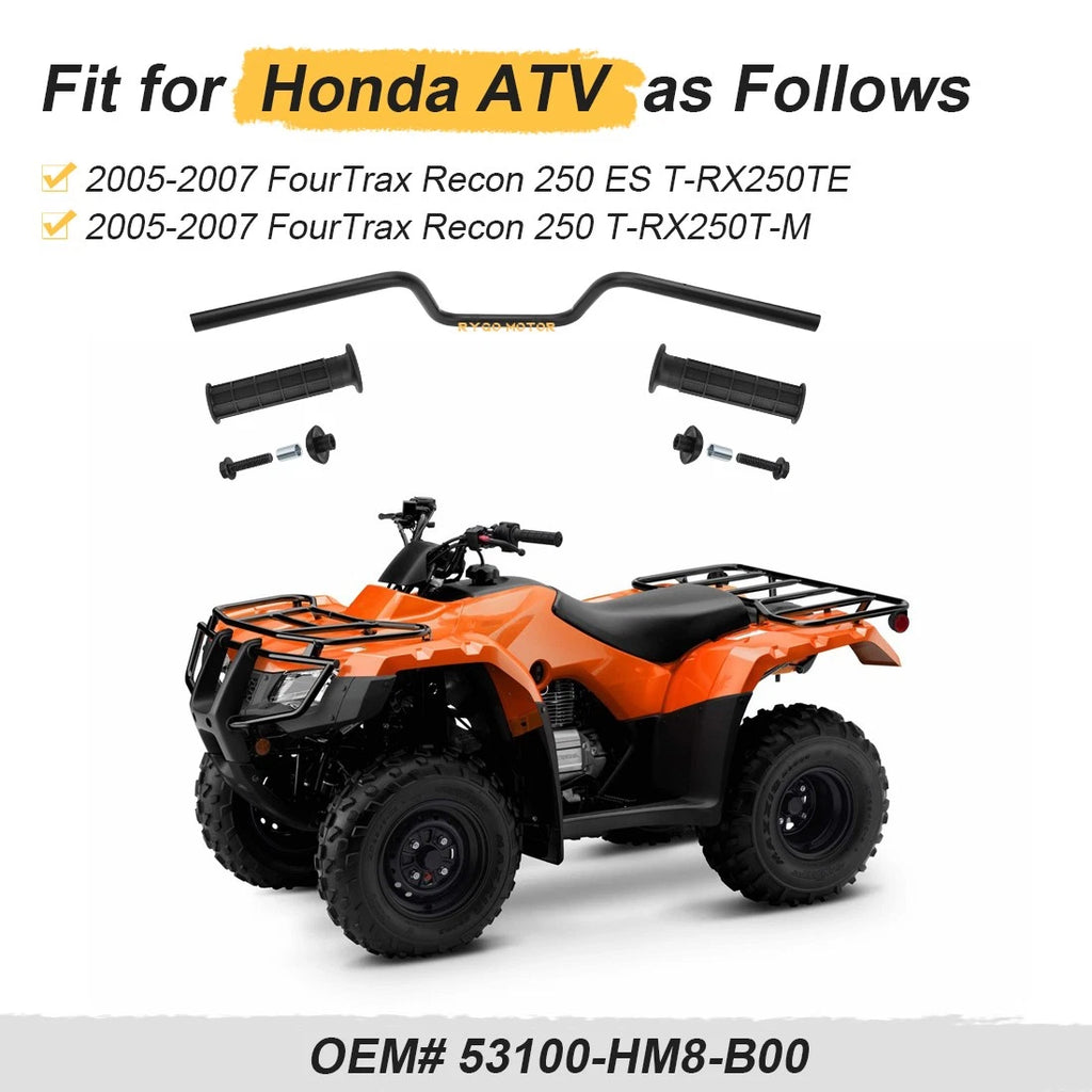 Heavy Duty Handlebar & Grips w/End Guard for Honda Recon 250 (2005–2007)