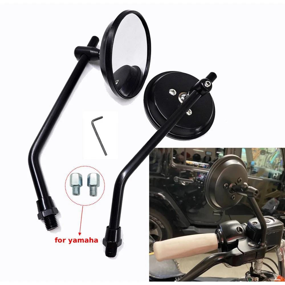 Motor Round Rearview Side Mirrors 10mm for Yamaha Honda Suzuki Kawasaki