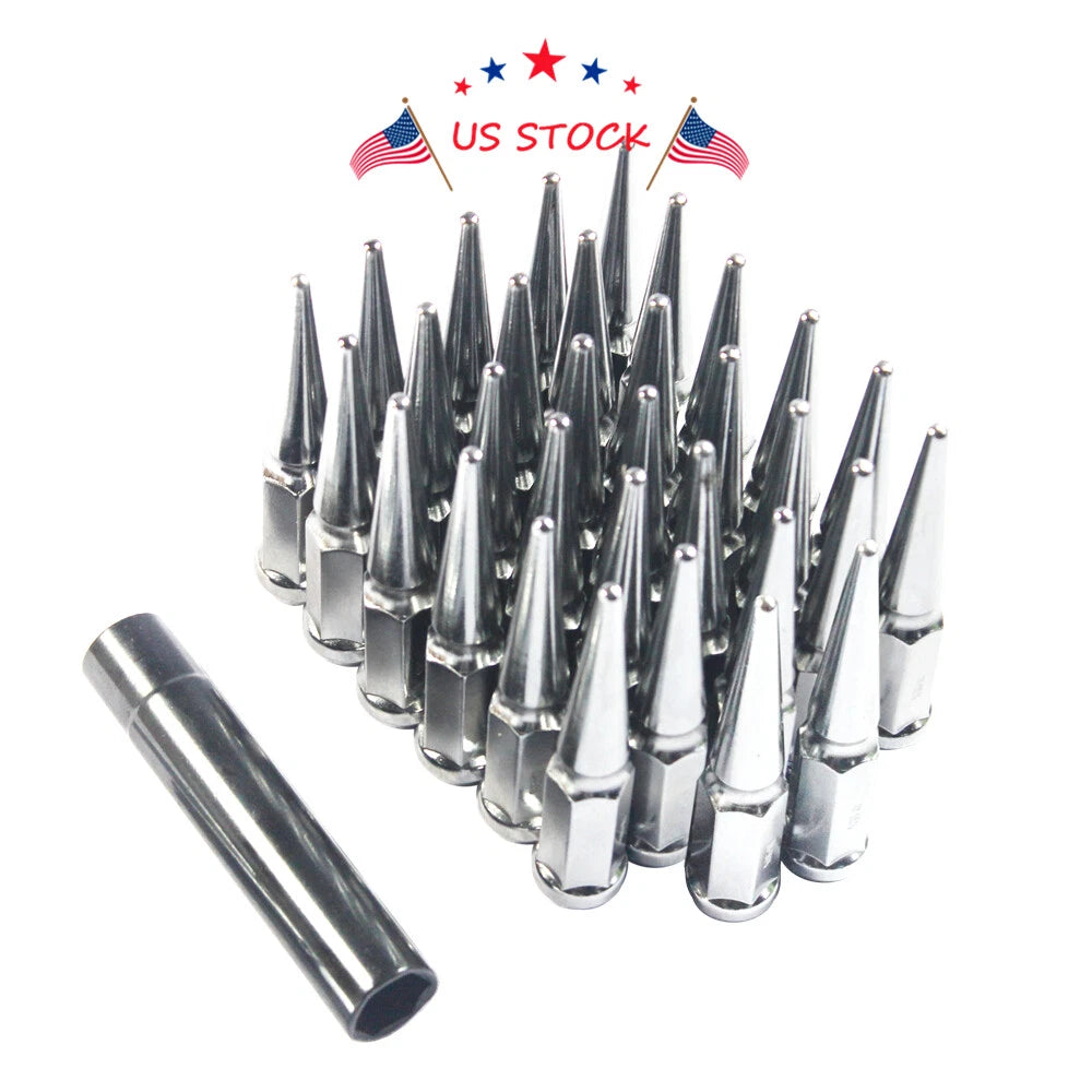Set of 32 Chrome Spike Lug Nuts for Dodge Ram 2500 3500 (1994–2011)