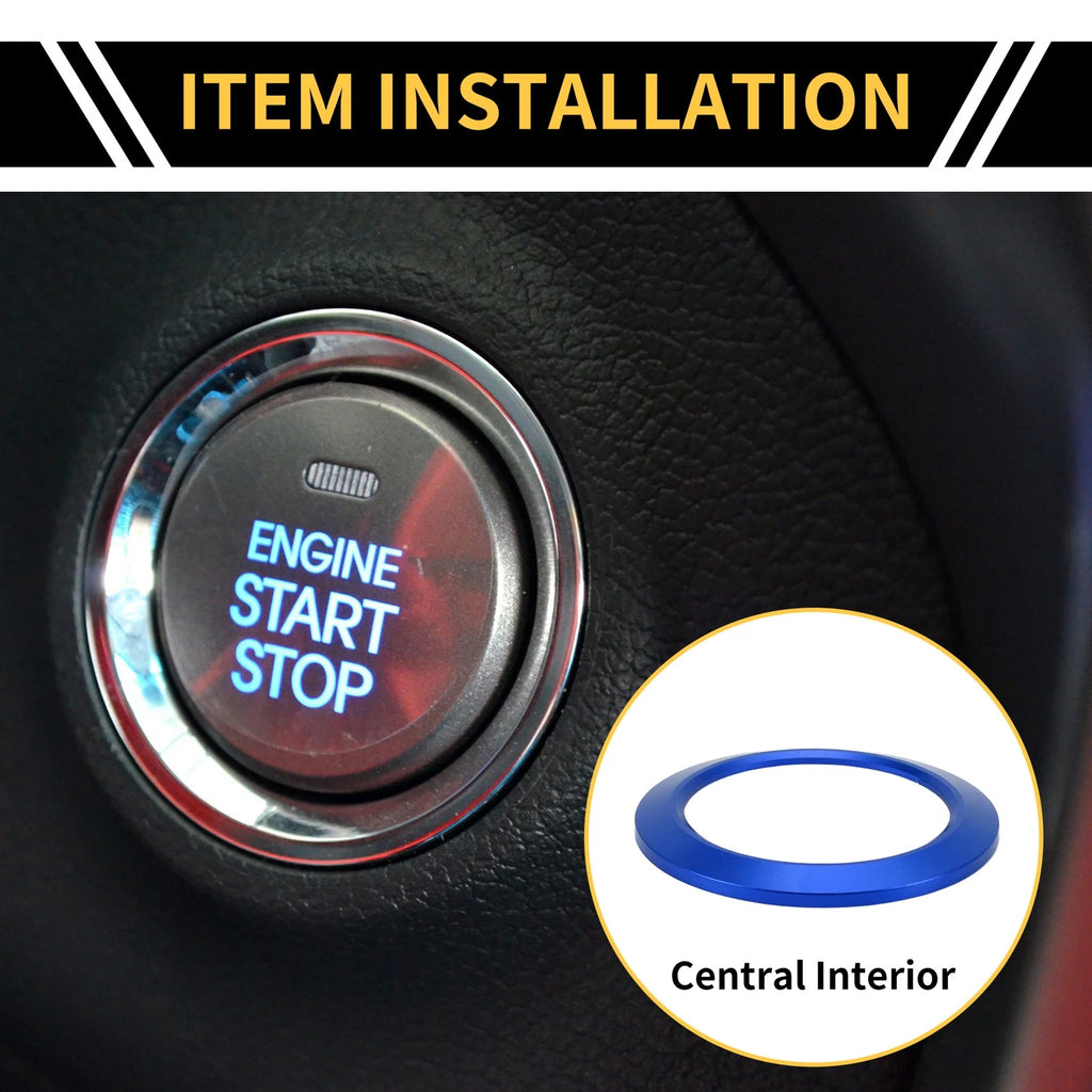 Engine Start Stop Button Switch Knob Cover Ring for Ford F-150 (2016–2021) Blue