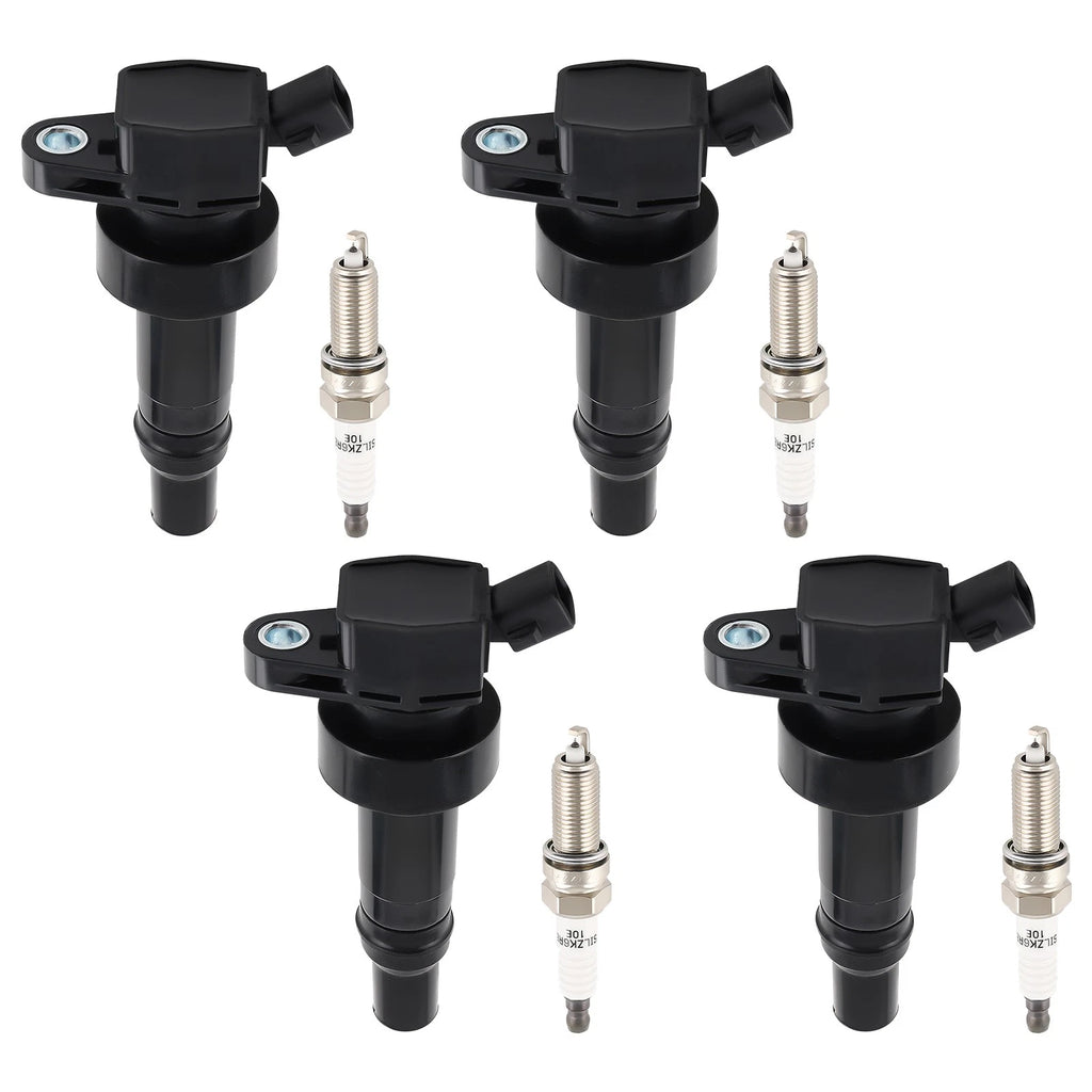 Set of 4 Ignition Coils & Spark Plugs for Hyundai Accent Kia Rio Soul (2012–2019) UF652