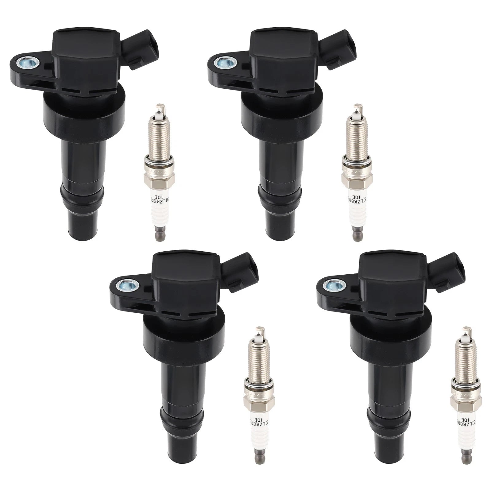 Set of 4 Ignition Coils & Spark Plugs for Hyundai Accent Kia Rio Soul (2012–2019) UF652