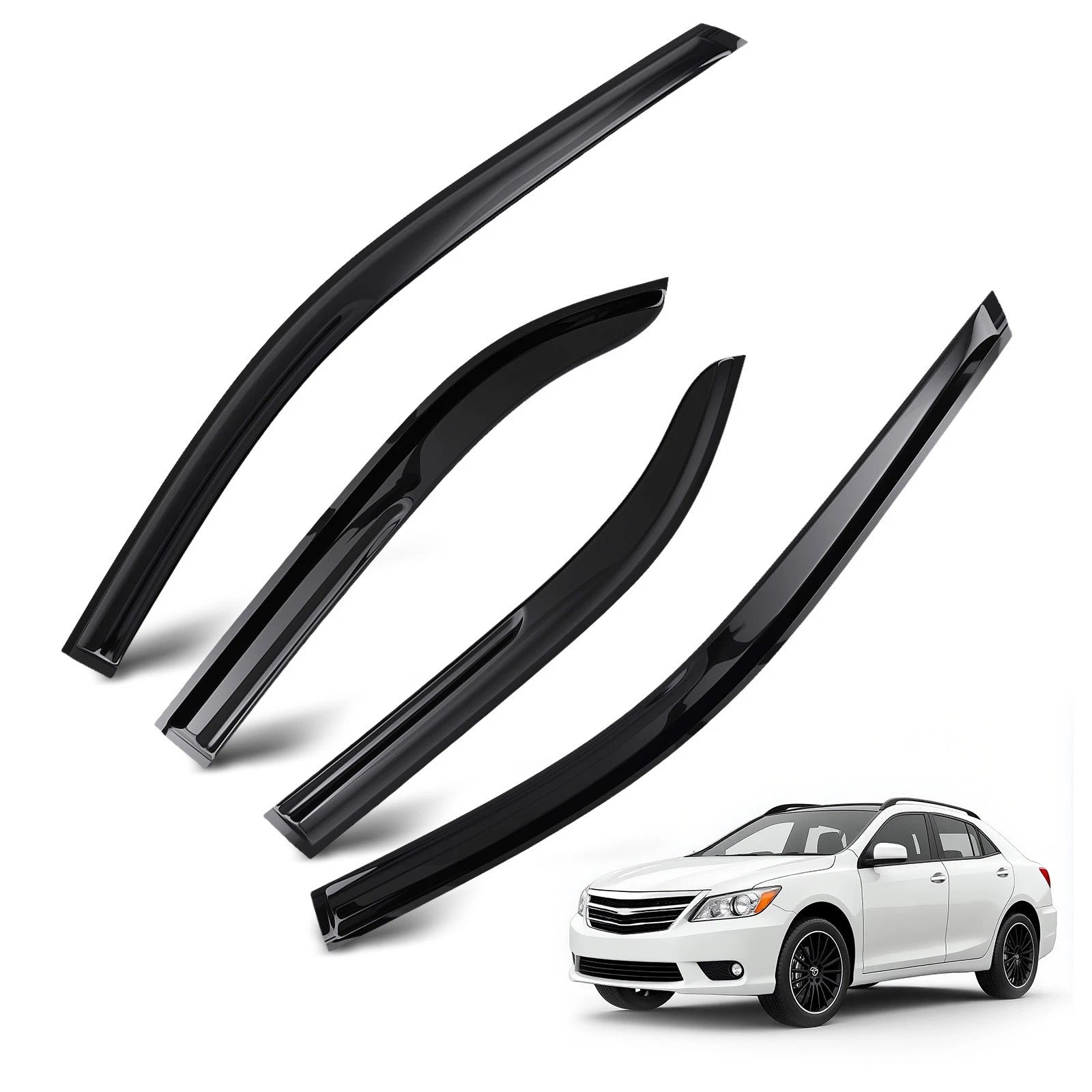 Set of 4 Visor Rain Guards for Toyota Camry (2012–2017) Black Outside Mount