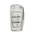 Flip Key Case for Audi A1 (2010–2018) - White Silver Tone TPU Silicone