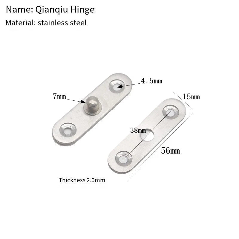 Stainless Steel Hinge for Cabinet and Flip Window Integration (6x1.2x0.2cm)