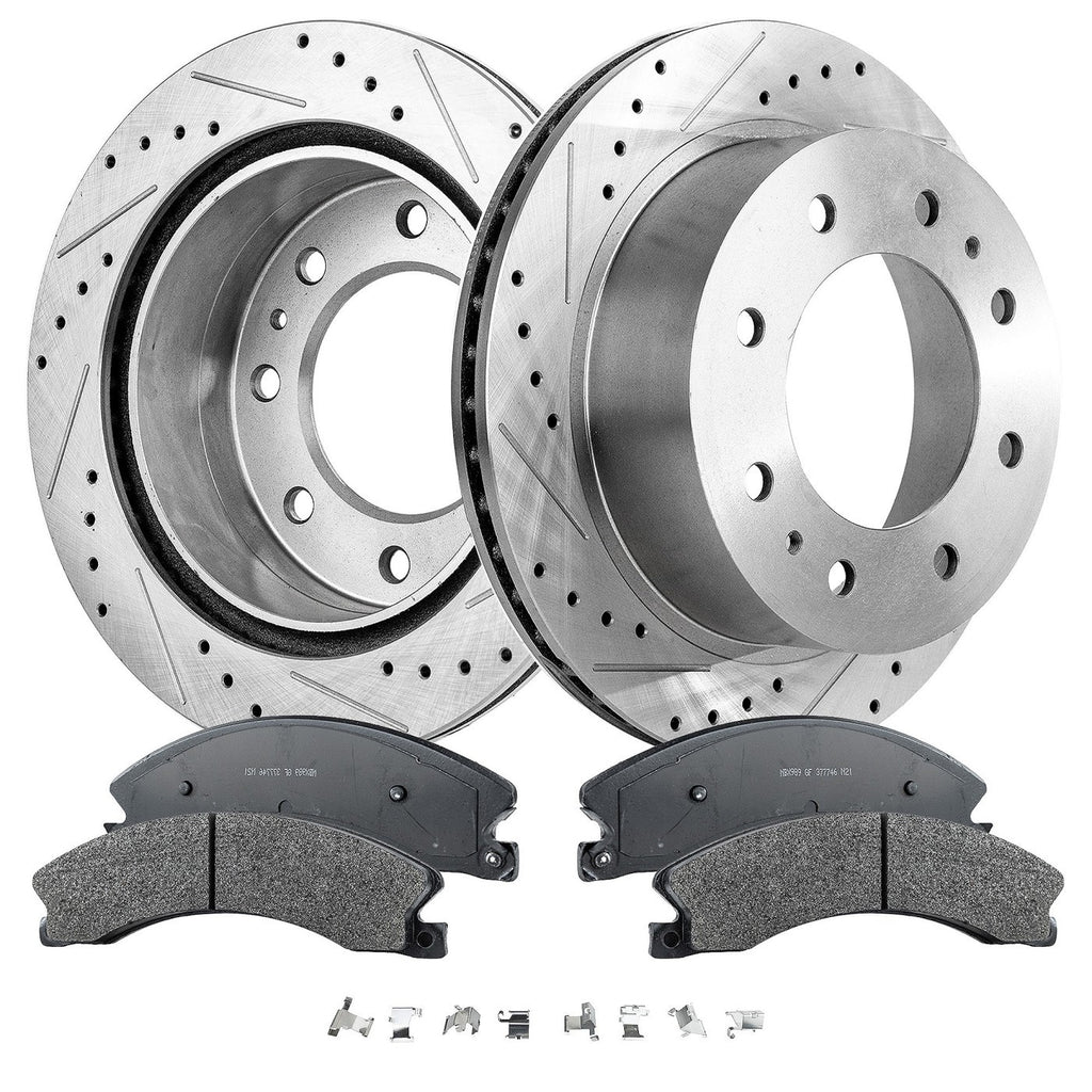 Disc Brake & Pad Kit for Chevy Silverado 2500 HD (2011–2019) Cross-drilled
