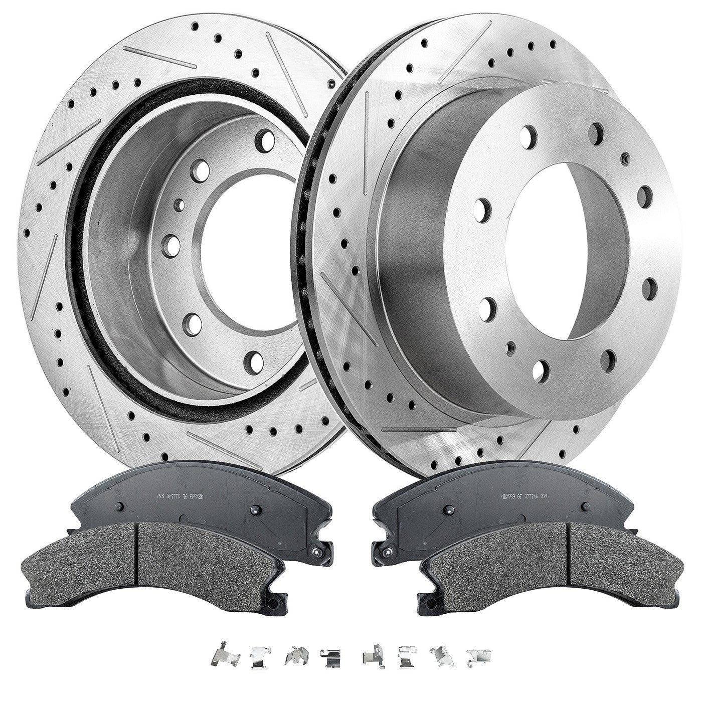 Disc Brake & Pad Kit for Chevy Silverado 2500 HD (2011–2019) Cross-drilled