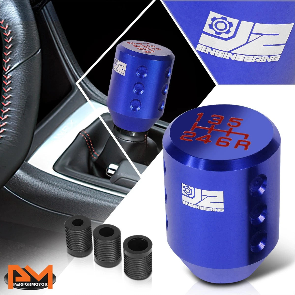 J2 6-Speed Manual Shift Knob with Adapters for Universal Fit (2010–2023)