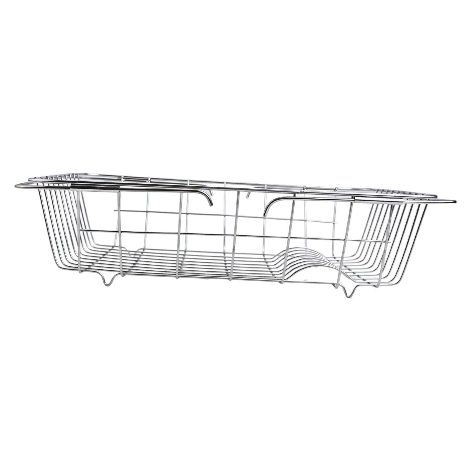 Adjustable Over the Sink Dish Rack Holder with Non-Slip Rubber