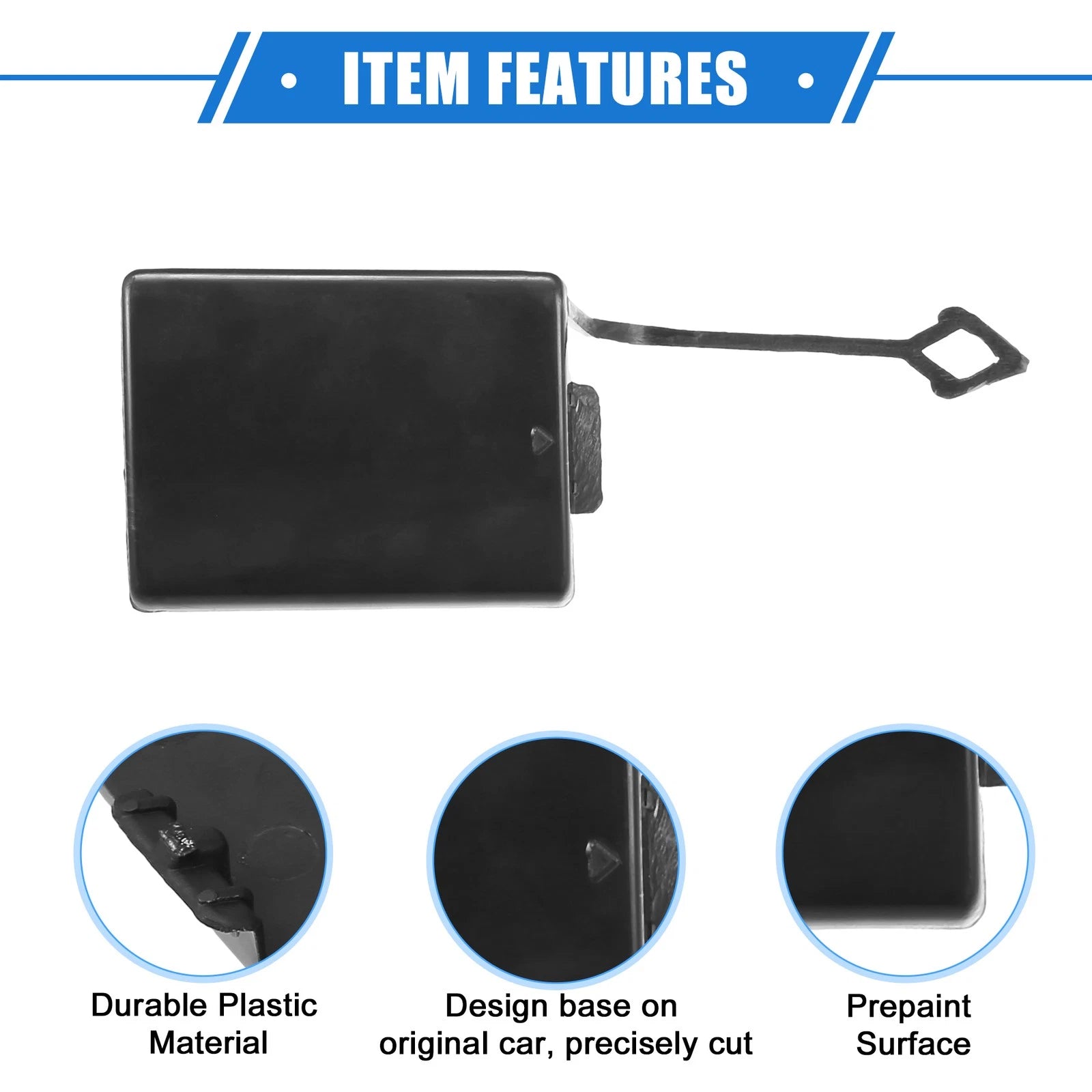 Tow Hook Eye Hole Cover Cap for Mercedes-Benz E 500 (2003–2009) Black