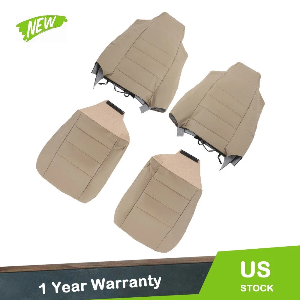 Set of 2 Front Bottom Top Seat Covers for Ford F250 F350 (2002–2007) Tan