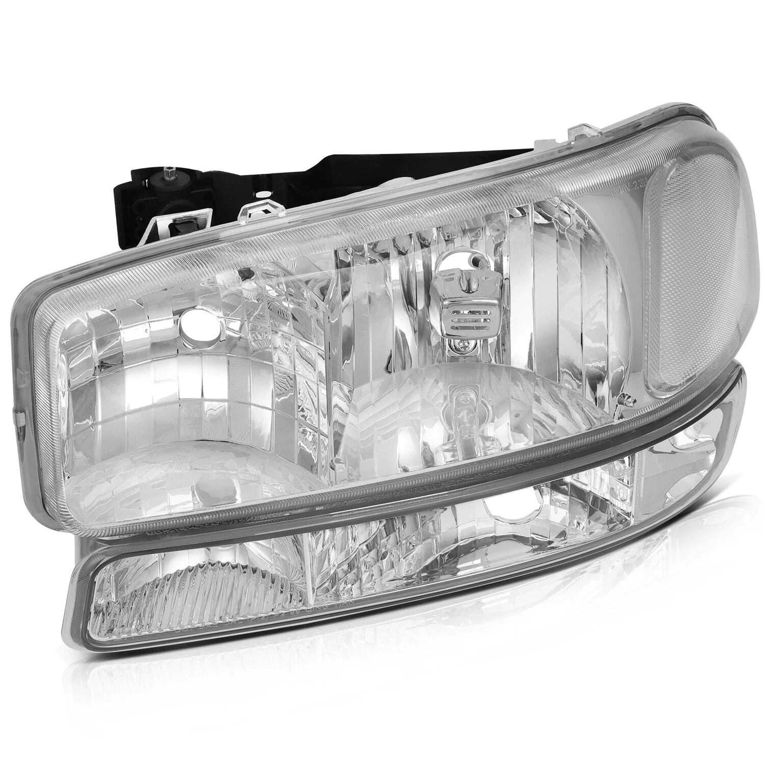Headlight Assembly Set for GMC Sierra (1999-2006) Chrome Housing