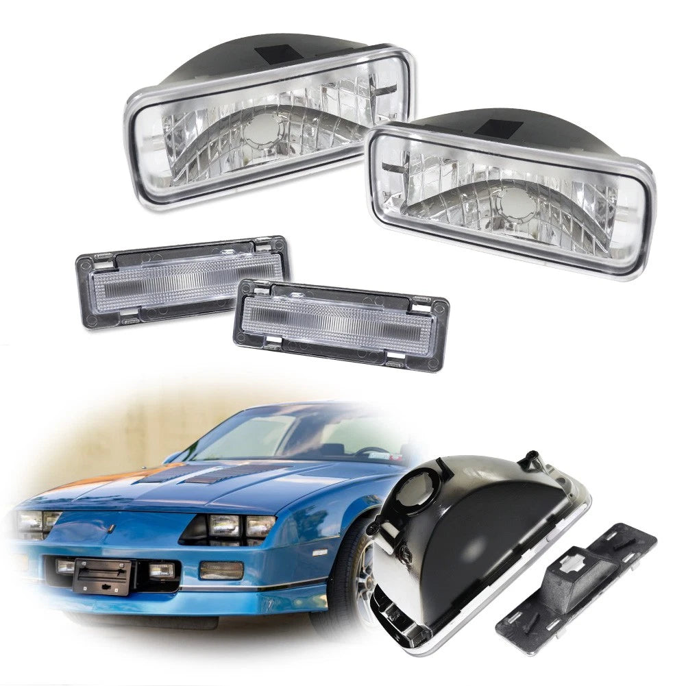 Set of 4 Clear Side Marker Turn Signal Lights for Chevrolet Camaro (1985–1992)