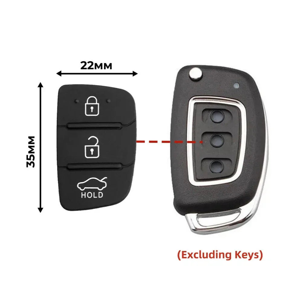 Silicone Key Shell Button Pad 3 x Buttons for Hyundai Sonata, Elantra (2011-2020)