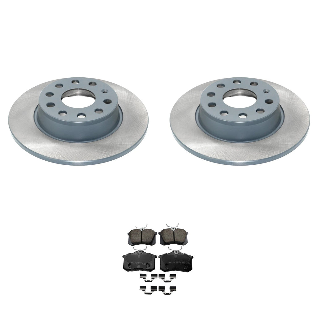 DuraGo Rear Rotors & Akebono EURO Ceramic Brake Pads Kit for Eos Golf Jetta (2006–2015)