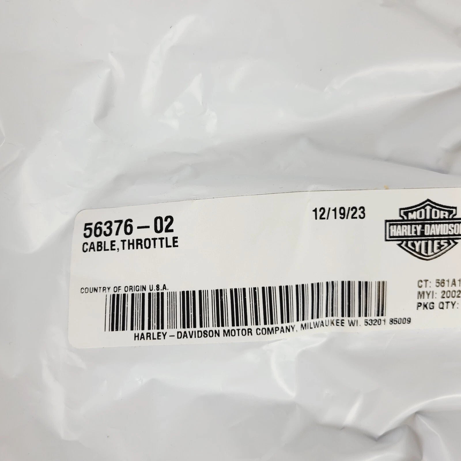 Throttle Cable 56376-02 for Harley-Davidson Road King (1999–2007)