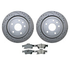 Rear Brake Kit Set of 4 Drilled Slotted 330mm Rotors Akebono Pads for Dodge Jeep
