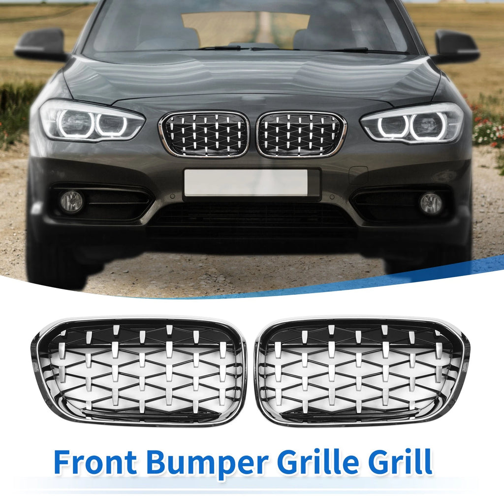 1 Pair Front Upper Bumper Grille for BMW 1 Series F20 (2015–2018) Diamond Star