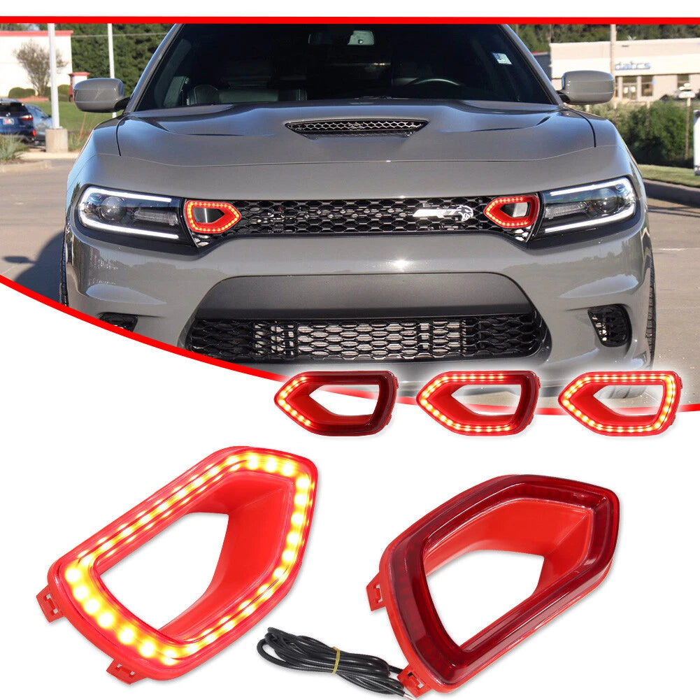 Dynamic Red LED DRL Grill Lights for Dodge Charger (2015–2023)