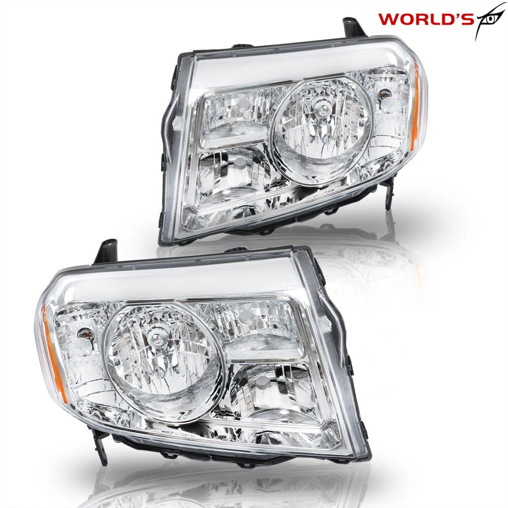 Set of 2 Halogen Chrome Headlight Assemblies for Honda Pilot (2009–2011)