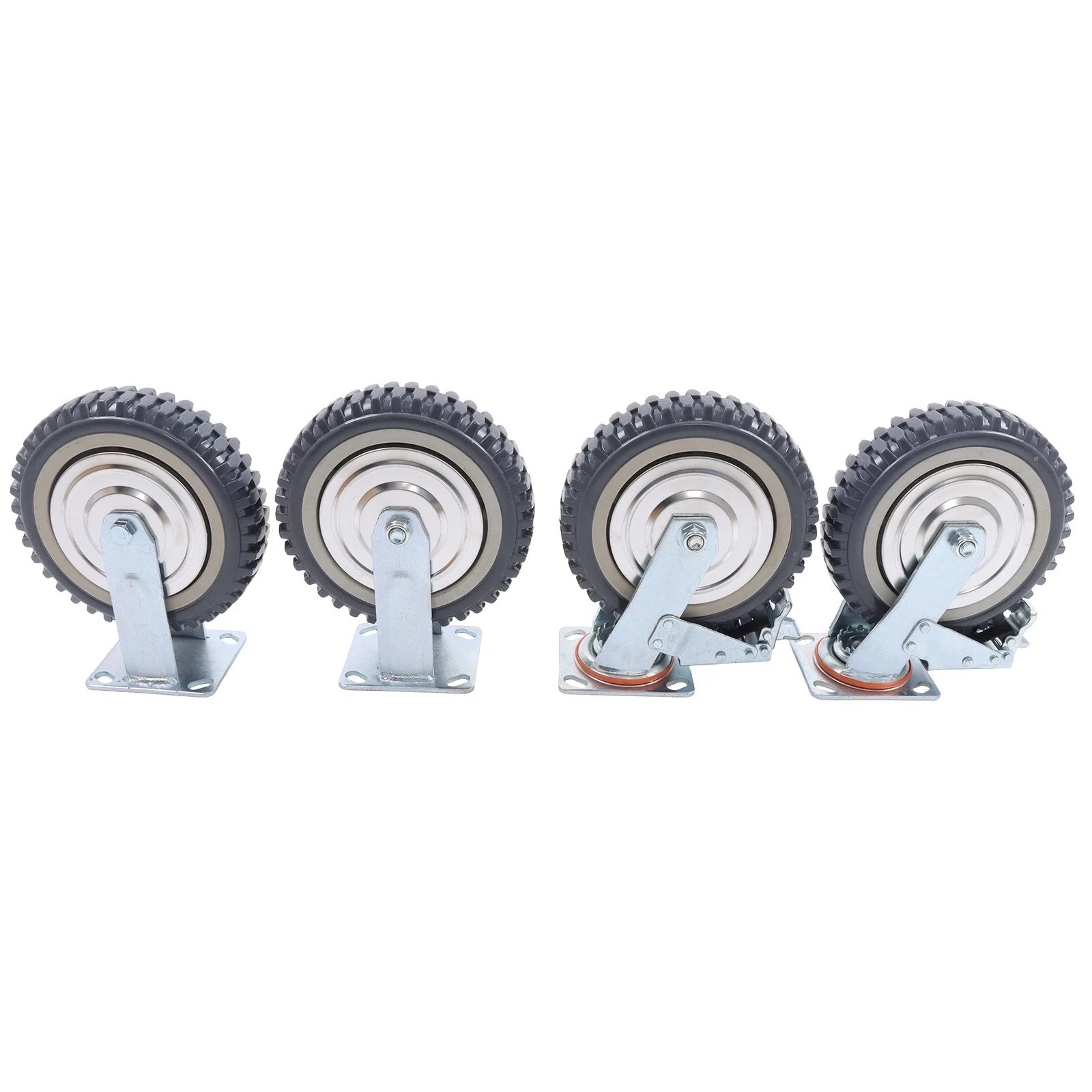 Set of 4 Heavy Duty Rubber Caster Wheels 8" (2 Swivel, 2 Fixed) 440Lbs