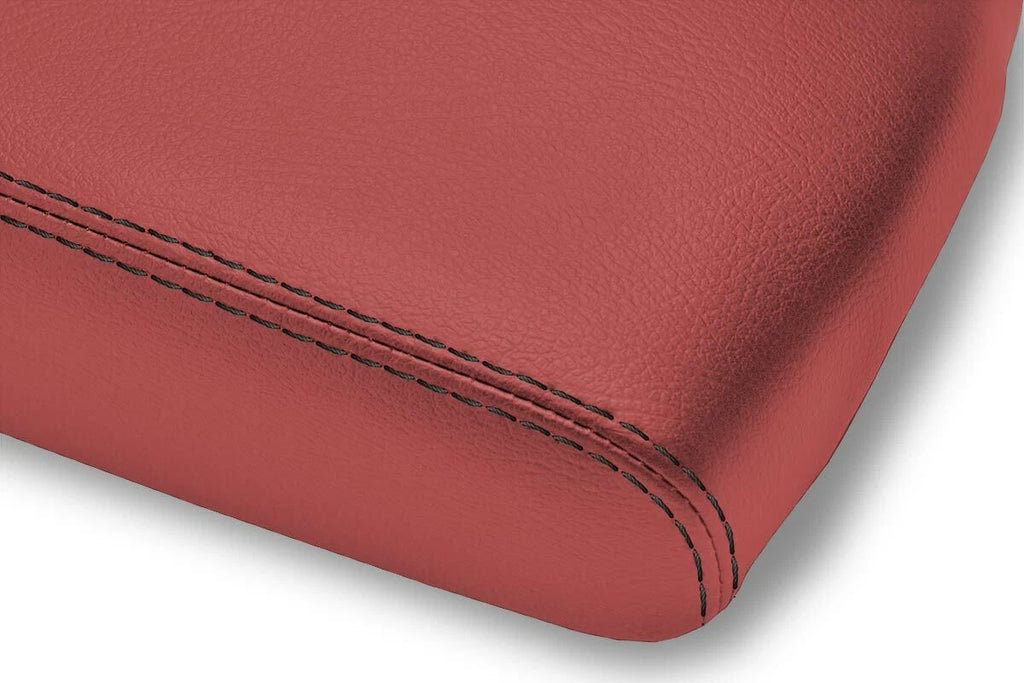 Leather Console Lid Armrest Cover for Infiniti FX35 (2009–2012) Red Black Stitch