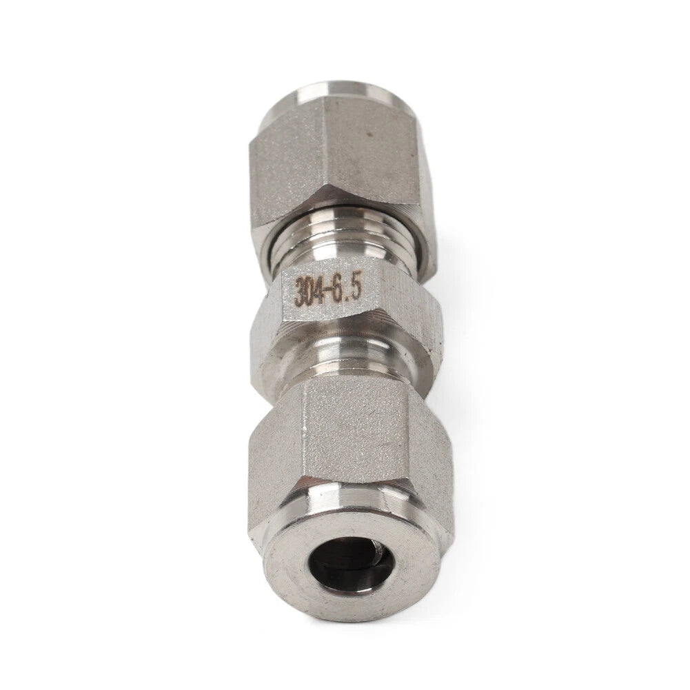 1Pc 1/4" 6.5mm Equal OD Straight Through Ferrule Pipe Tube Connector for