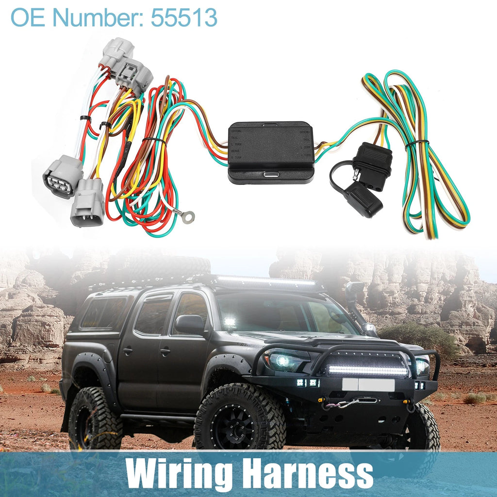 Set of 4 Trailer Wiring Harness 55513 for Toyota Tacoma (2005–2015) Black
