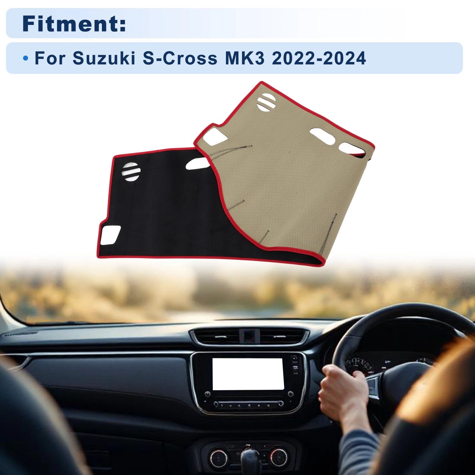 Dash Cover for Suzuki S-Cross MK3 (2022–2024) Flannel Black Red Edge