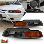 Headlight Lamp Smoked Housing Amber Side for Chrysler Cirrus/Dodge Stratus (1995–2000)