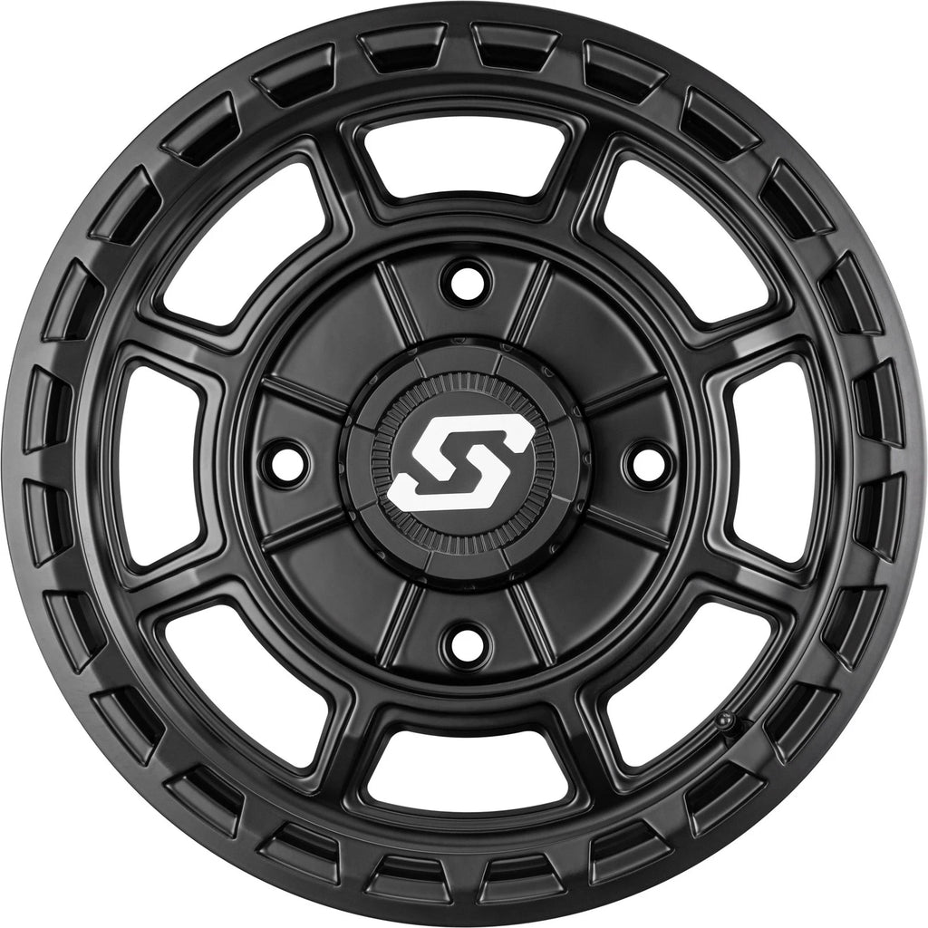 Set of 4 Rift Wheels 14x7 4/137 5+2 +10mm Black Satin for Sedona ATV/UTV (2010–2023)