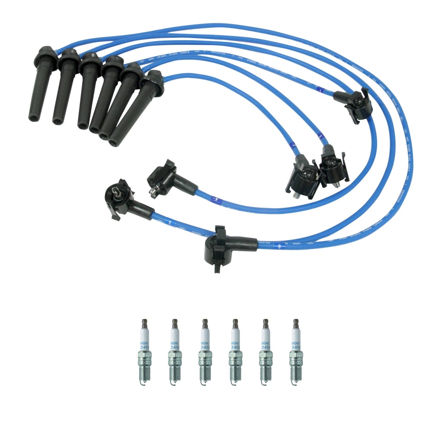 NGK Wire Set & 6 Laser Platinum Spark Plugs for Mazda MPV (1990–1998)