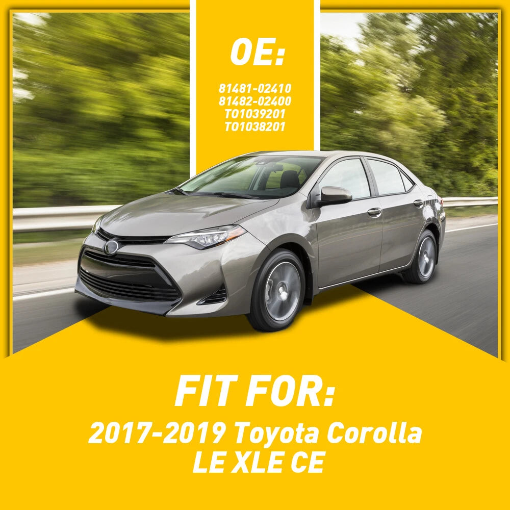 2X Front Bumper Fog Light Lamp Covers for Toyota Corolla (2017–2019)