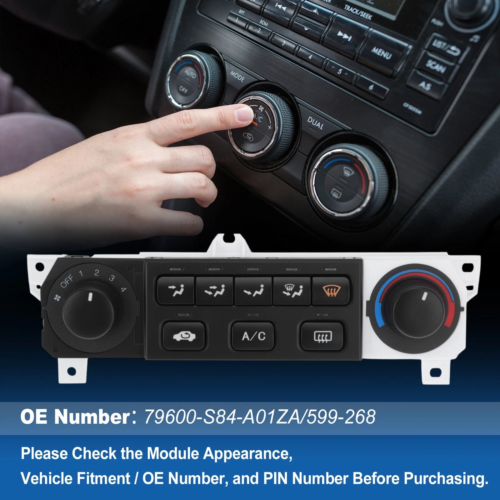 A/C Heater Climate Control Module Panel for Honda Odyssey (1998–2004) No. 599-268