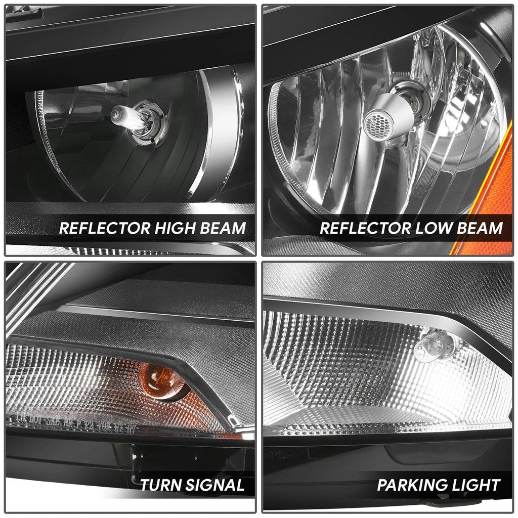 Left Headlight for VW Passat (2012–2015) OE Style Black Housing Amber Corner
