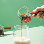 Glass Coffee Cup with Wood Handle and Dual Spout 75ml