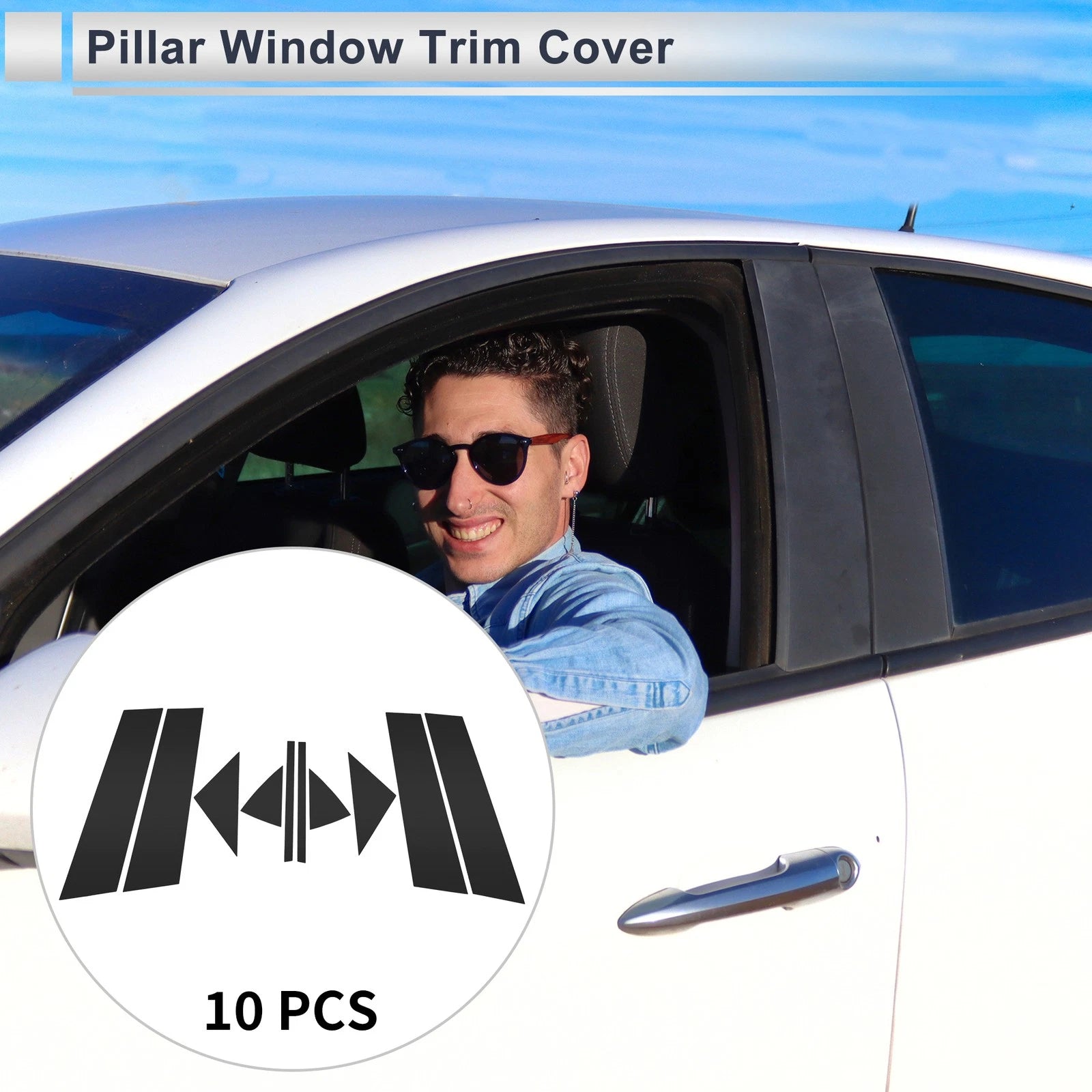 10 Pcs Door Pillar Window Trim for Mazda 3 Axela (2014–2018) Black