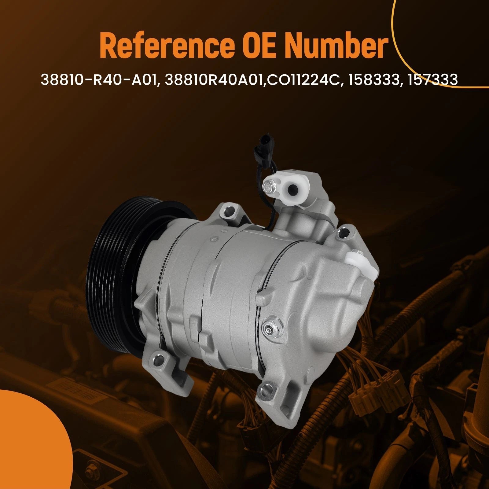 A/C Compressor with Clutch for Honda Accord Coupe L4 2.4L (2008-2012)