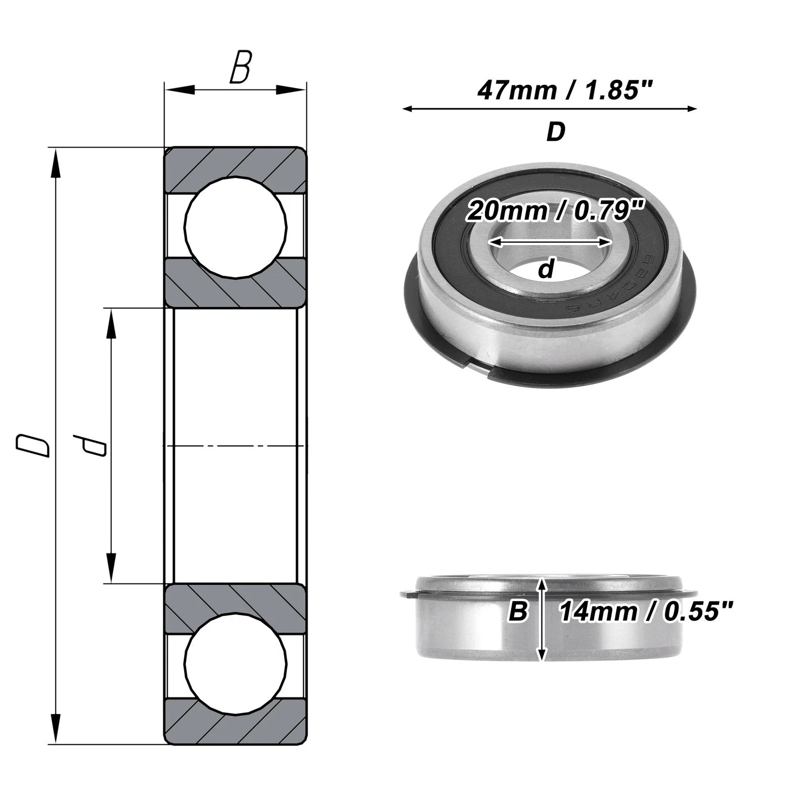 6204NR2RS Deep Groove Ball Bearings for Various Applications (20x47x14mm)