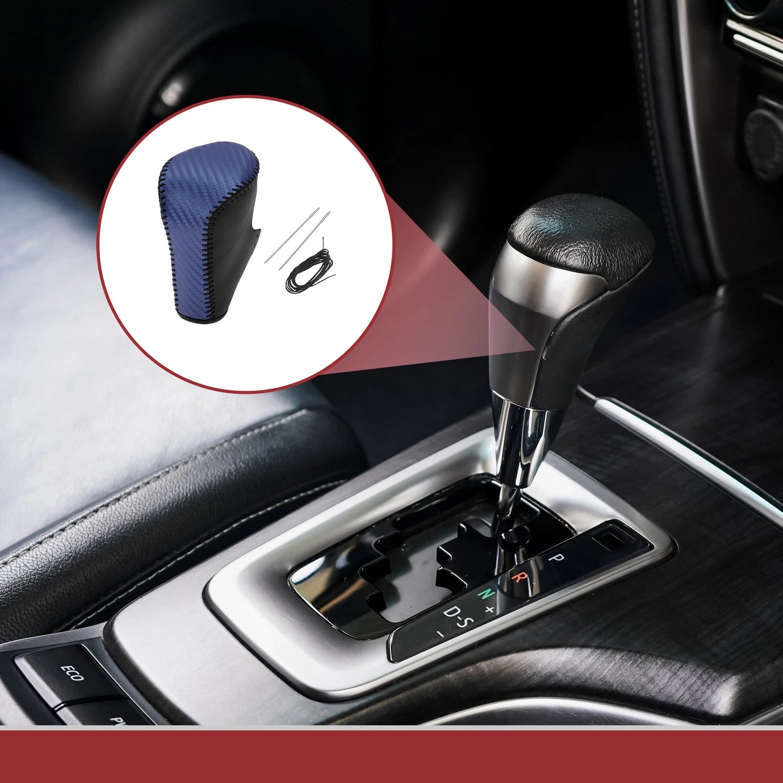 1 Pc Gear Shift Knob Cover for Honda Accord (2008–2012) Black Blue Leather