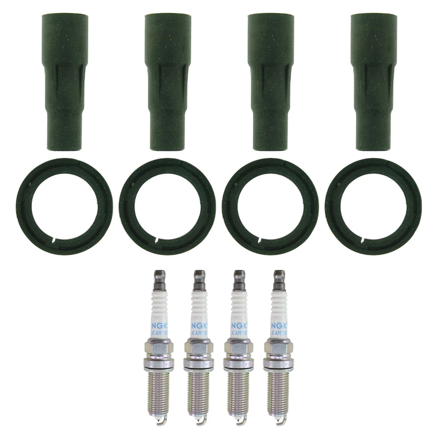 Set of 4 NGK Laser Iridium Spark Plugs & Coil Boots for Corolla Matrix Prius (2009–2013)