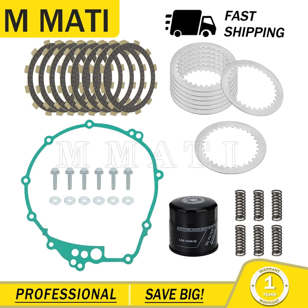 Clutch Friction Plates Kit & Oil Filter for Yamaha YZF-R6 R6S FZ6 (2003–2009)