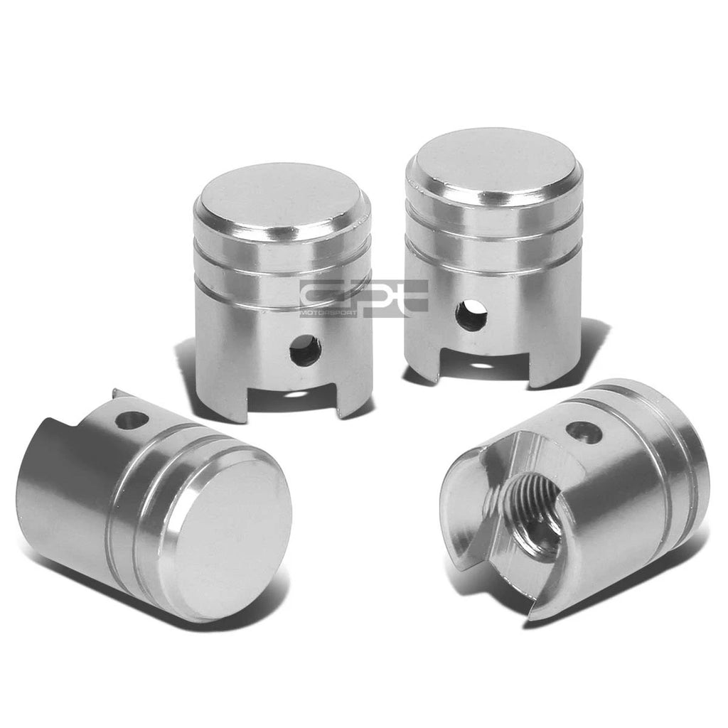 Set of 4 Aluminum Piston Tire Rim Valve Dust Cover Stem Caps for Cars