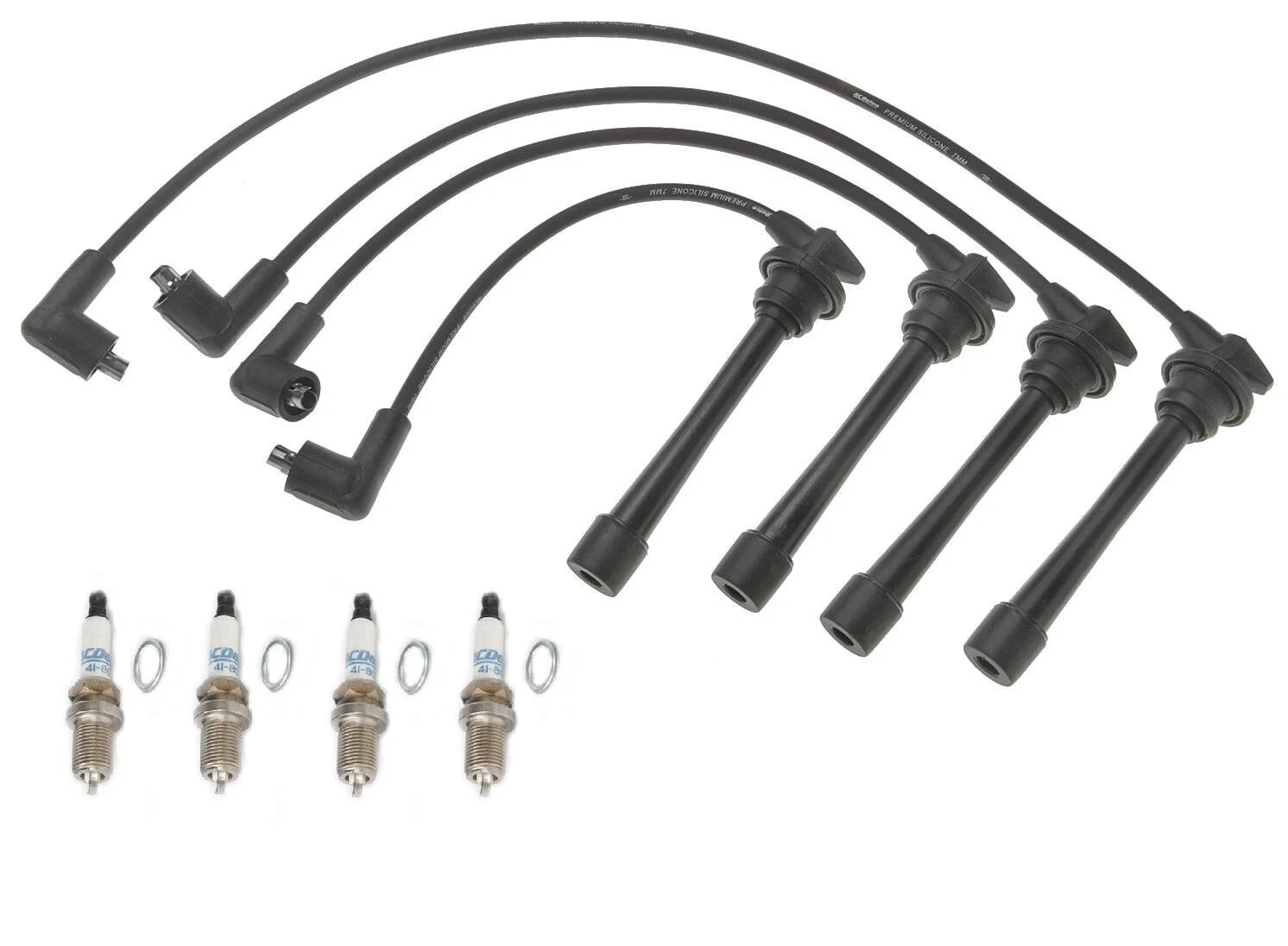 Ignition Wire Set & 4 ACDelco Spark Plugs for Hyundai Kia L4