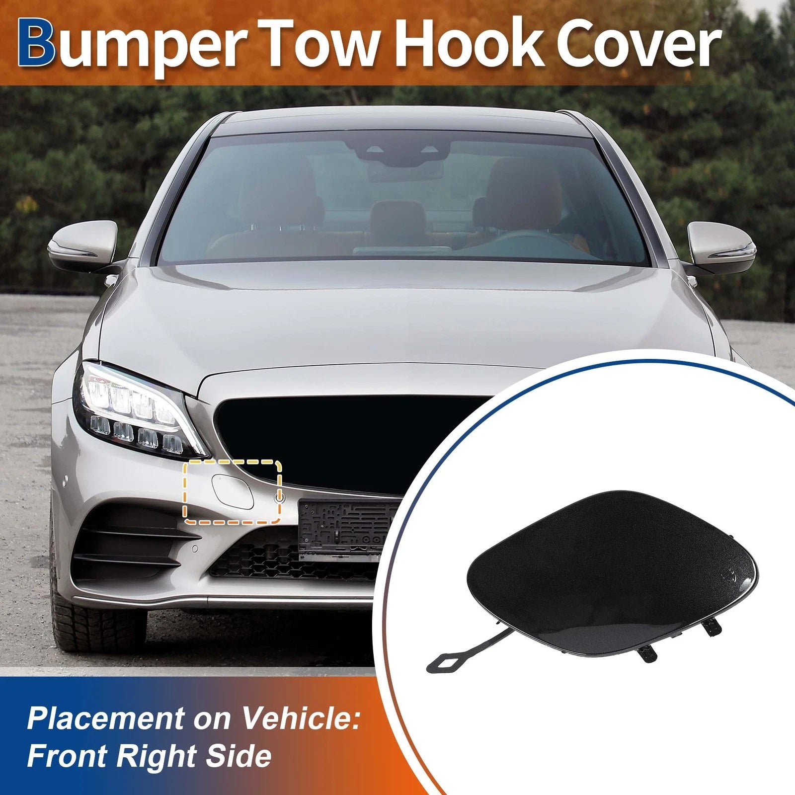 Tow Hook Cover for Mercedes-Benz (A2058856402) (2019–2023) Tenorite Grey