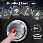 Sparkly Purple Diamond Engine Start Stop Button Sticker for Women (-)